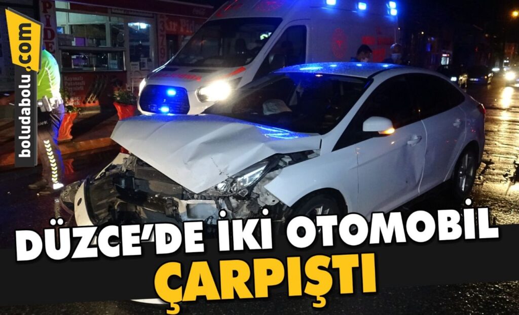 Düzce’de iki otomobil çarpıştı : 3 yaralı