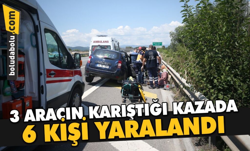 Anadolu Otoyolu’nda 3 aracın karıştığı kazada 6 kişi yaralandı Anadolu Otoyolu’nda 3 aracın karıştığı kazada 6 kişi yaralandı