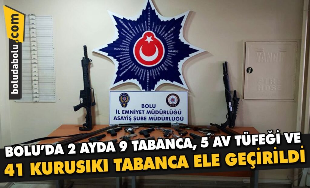 Bolu’da iki ayda 9 tabanca, 5 av tüfeği ve 41 kurusıkı tabanca ele geçirildi Bolu’da iki ayda 9 tabanca, 5 av tüfeği ve 41 kurusıkı tabanca ele geçirildi