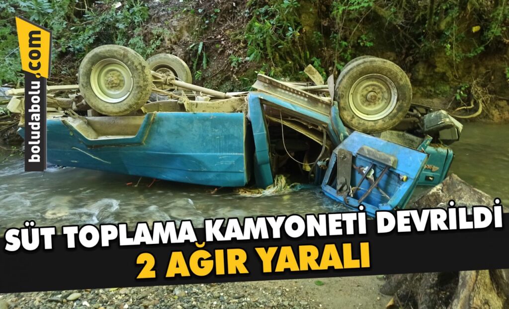 Düzce’de süt toplama kamyoneti 50 metrelik şarampole devrildi: 2 ağır yaralı