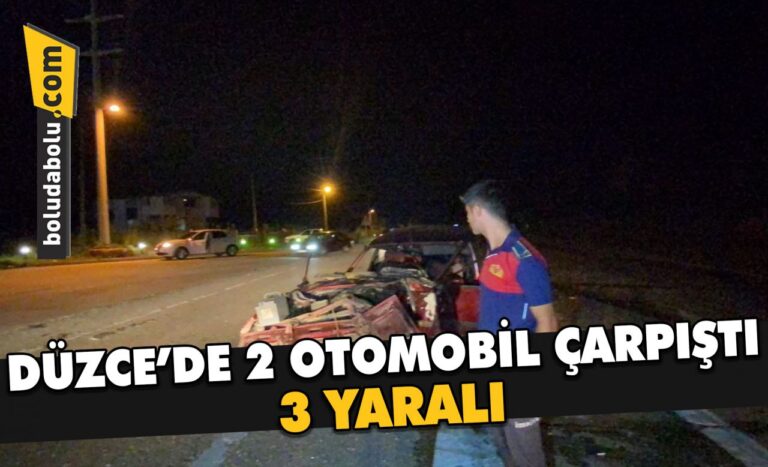 Düzce’de iki otomobil çarpıştı: 3 yaralı