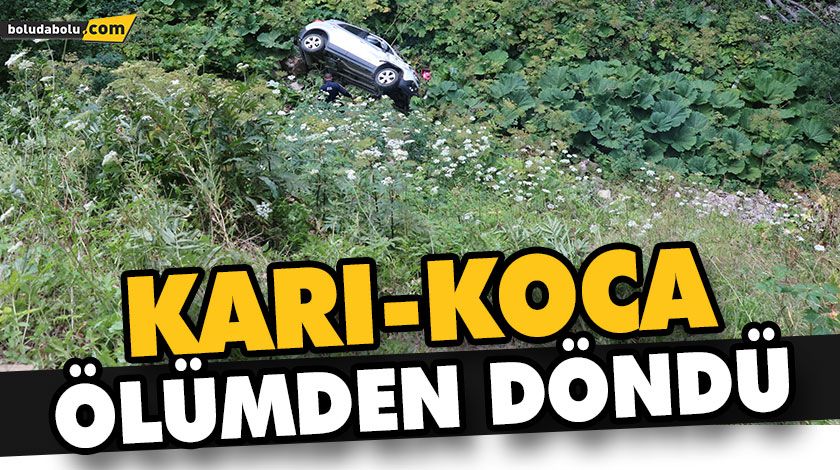 OTOMOBİLLE 25 METRELİK UÇURUMA YUVARLANDILAR OTOMOBİLLE 25 METRELİK UÇURUMA YUVARLANDILAR