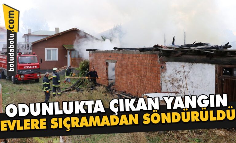 Bolu’da, odunlukta çıkan yangın evlere sıçramadan söndürüldü