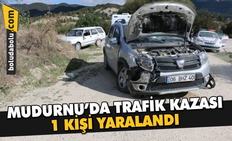 Mudurnu’da otomobillerin çarpışması sonucu 1 kişi yaralandı