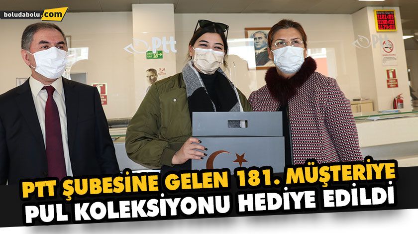 PTT ŞUBESİNE GELEN 181. MÜŞTERİYE PUL KOLEKSİYONU HEDİYE EDİLDİ PTT ŞUBESİNE GELEN 181. MÜŞTERİYE PUL KOLEKSİYONU HEDİYE EDİLDİ