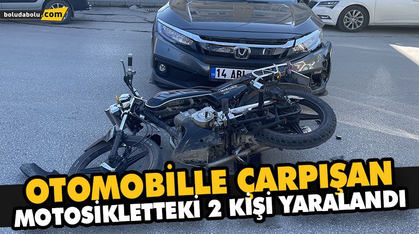 OTOMOBİLLE ÇARPIŞAN MOTOSİKLETTEKİ 2 KİŞİ YARALANDI OTOMOBİLLE ÇARPIŞAN MOTOSİKLETTEKİ 2 KİŞİ YARALANDI