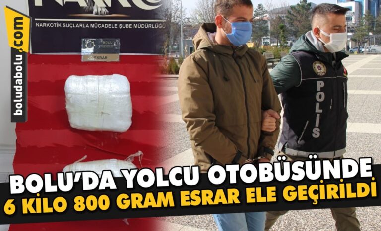 Bolu’da yolcu otobüsünde 6 kilo 800 gram esrar ele geçirildi