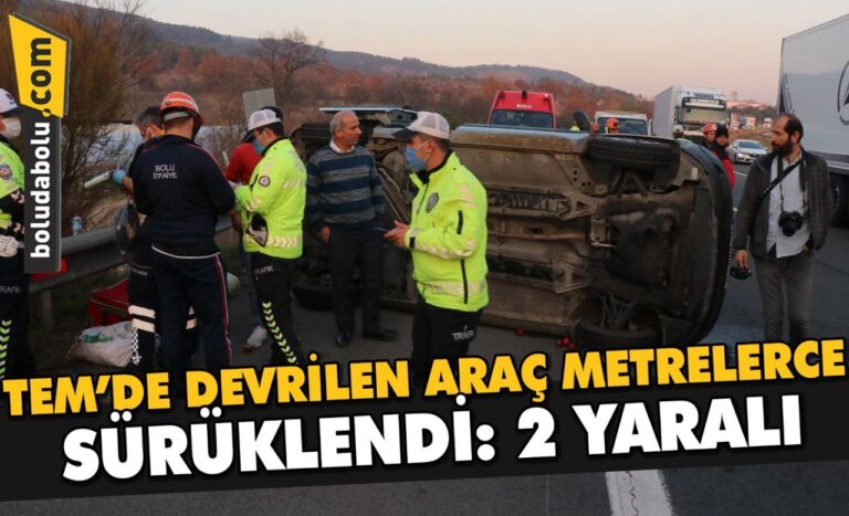 Anadolu Otoyolu’nda takla atan hafif ticari araçta bulunan 2 kişi yaralandı