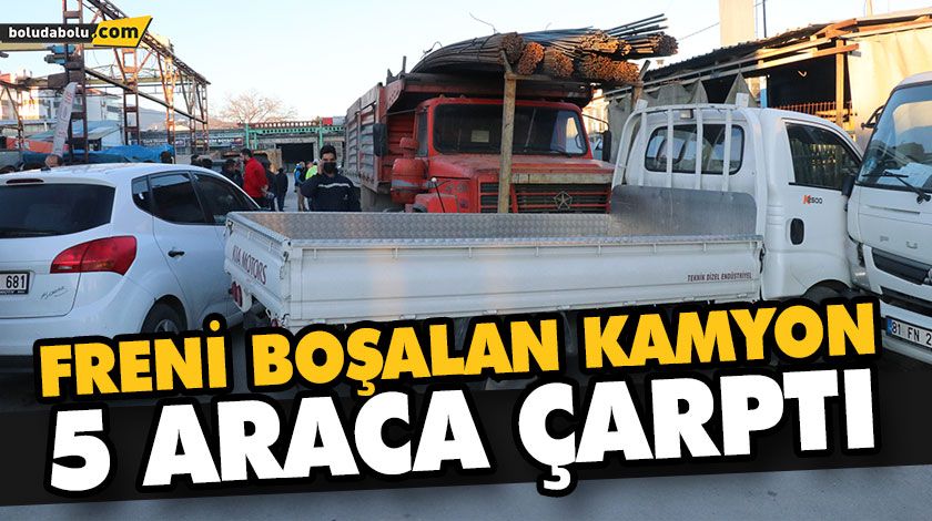 FRENİ BOŞALAN KAMYON 5 ARACA ÇARPTI FRENİ BOŞALAN KAMYON 5 ARACA ÇARPTI