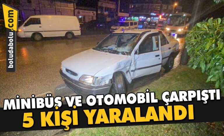 Düzce’de minibüs ve otomobil çarpıştı, 5 kişi yaralandı