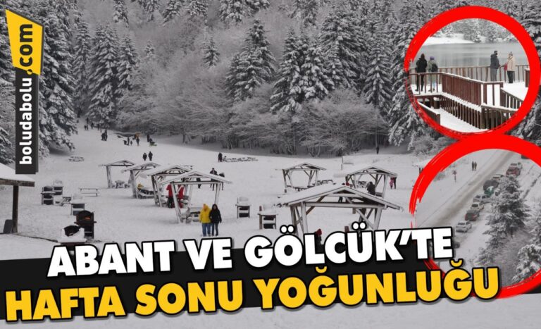 Beyaz örtüyle kaplanan Abant ve Gölcük’te hafta sonu yoğunluğu