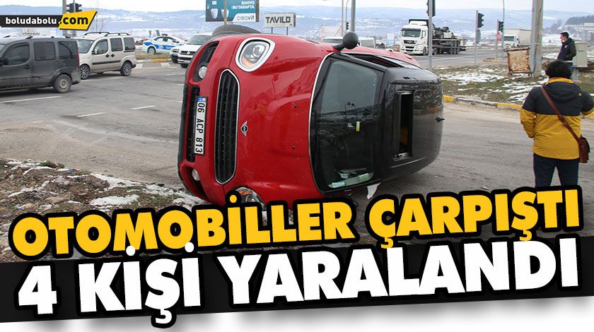 OTOMOBİLLERİN ÇARPIŞTIĞI KAZADA 4 KİŞİ YARALANDI OTOMOBİLLERİN ÇARPIŞTIĞI KAZADA 4 KİŞİ YARALANDI