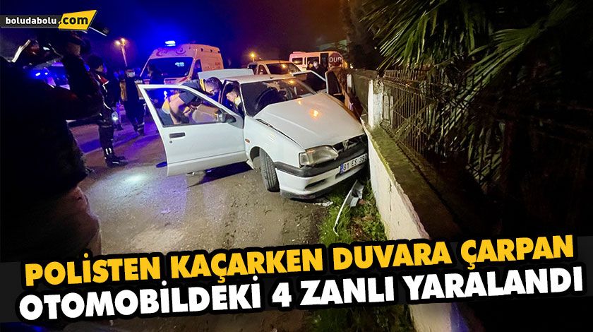 POLİSTEN KAÇARKEN DUVARA ÇARPAN OTOMOBİLDEKİ 4 ZANLI YARALANDI POLİSTEN KAÇARKEN DUVARA ÇARPAN OTOMOBİLDEKİ 4 ZANLI YARALANDI