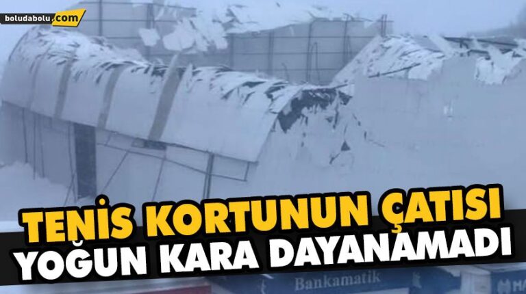 TENİS KORTUNUN ÇATISI YOĞUN KARA DAYANAMADI