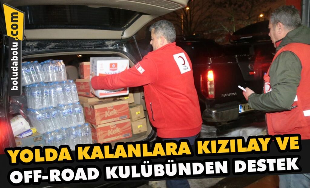 Kar nedeniyle Anadolu Otoyolu’nda kalanlara, Kızılay ve off-road kulübünden destek