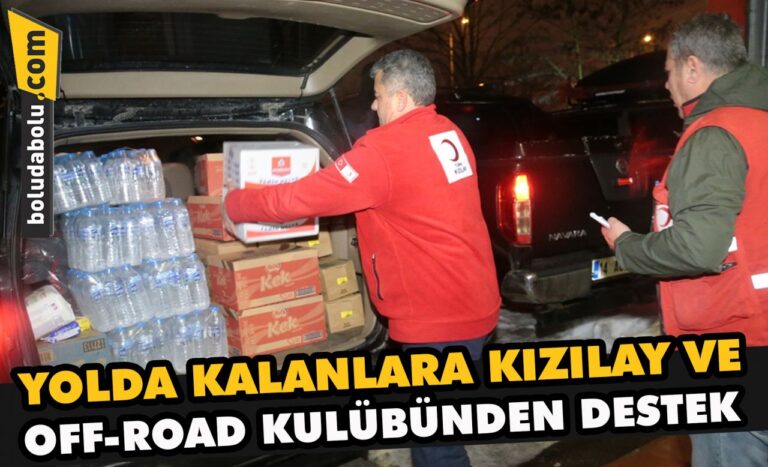 Kar nedeniyle Anadolu Otoyolu’nda kalanlara, Kızılay ve off-road kulübünden destek