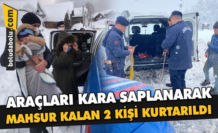 Düzce’de araçları kara saplanarak mahsur kalan 2 kişi kurtarıldı