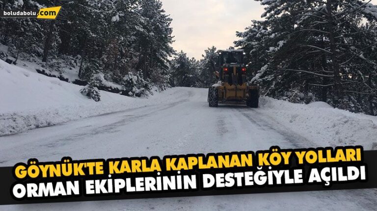 GÖYNÜK’TE KARLA KAPLANAN KÖY YOLLARI ORMAN EKİPLERİNİN DESTEĞİYLE AÇILDI