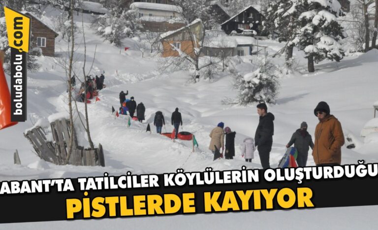 Abant’ta tatilciler köylülerin oluşturduğu pistlerde kayıyor