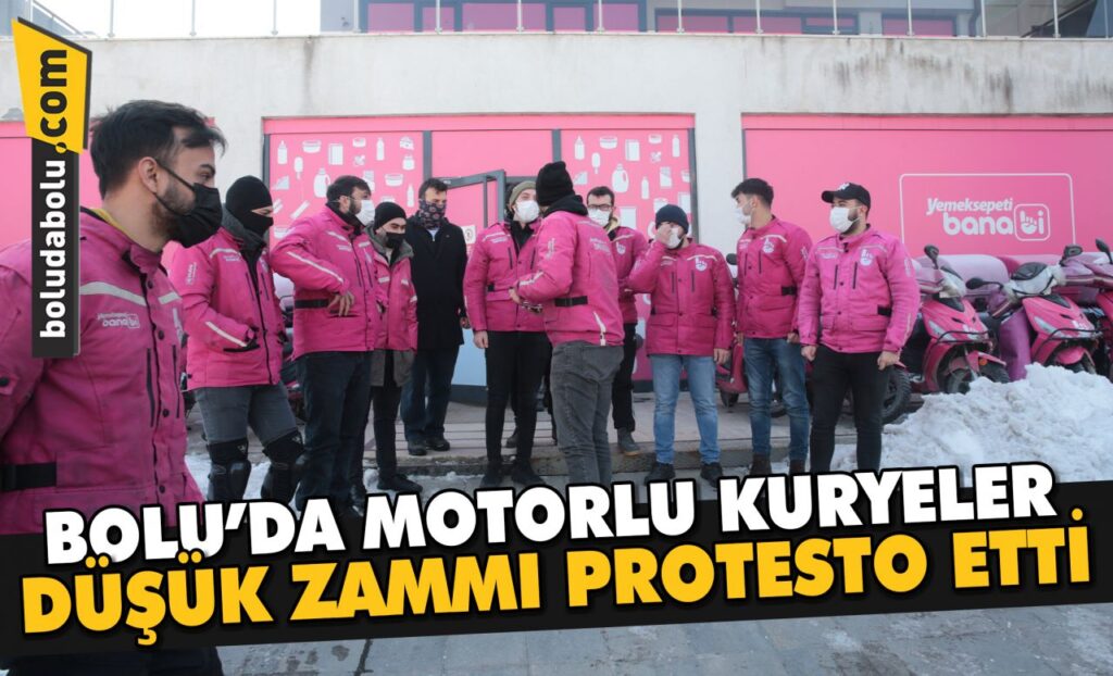 Bolu’da motorlu kuryeler düşük zammı protesto etti Bolu’da motorlu kuryeler düşük zammı protesto etti