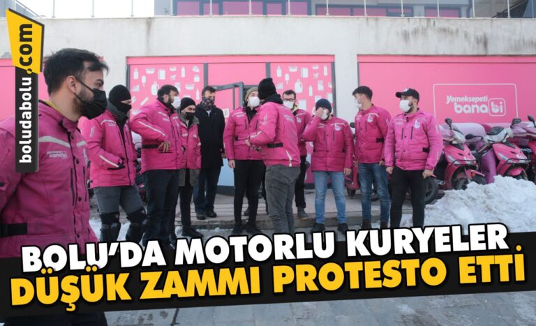 Bolu’da motorlu kuryeler düşük zammı protesto etti