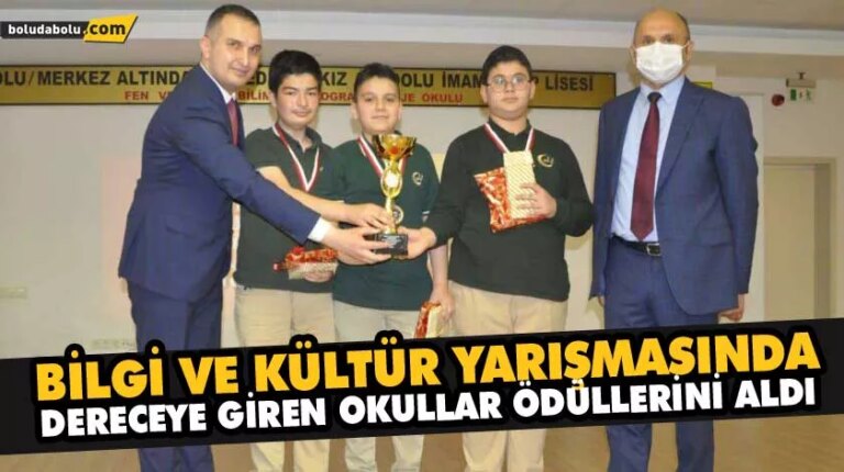 BİLGİ VE KÜLTÜR YARIŞMASINDA DERECEYE GİREN OKULLAR ÖDÜLLERİNİ ALDI