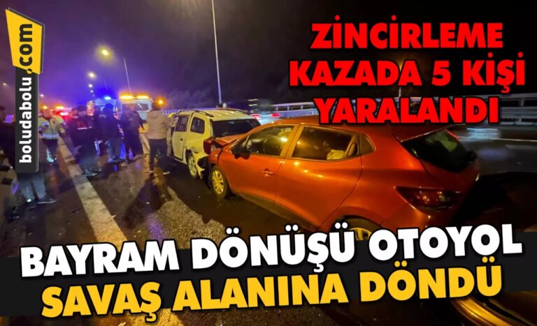 Bolu Dağı viyadüğünde zincirleme kazada 5 kişi yaralandı