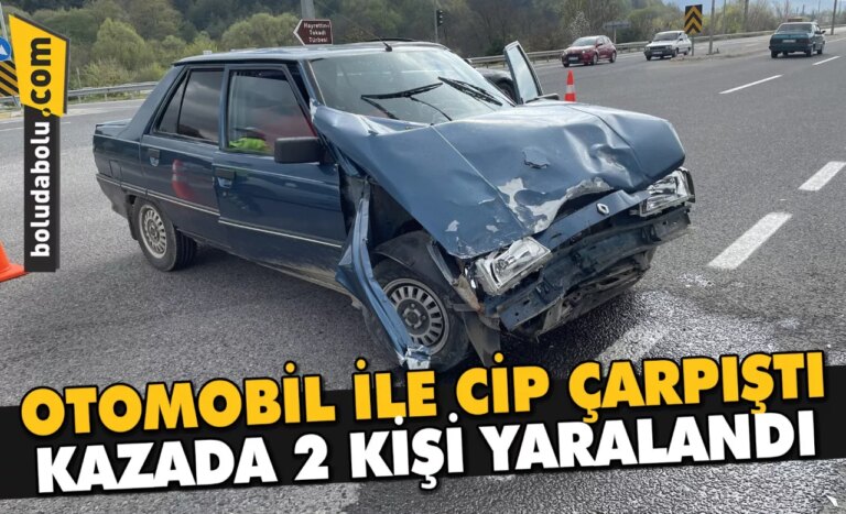 Bolu’da otomobil ile cipin çarpıştığı kazada 2 kişi yaralandı
