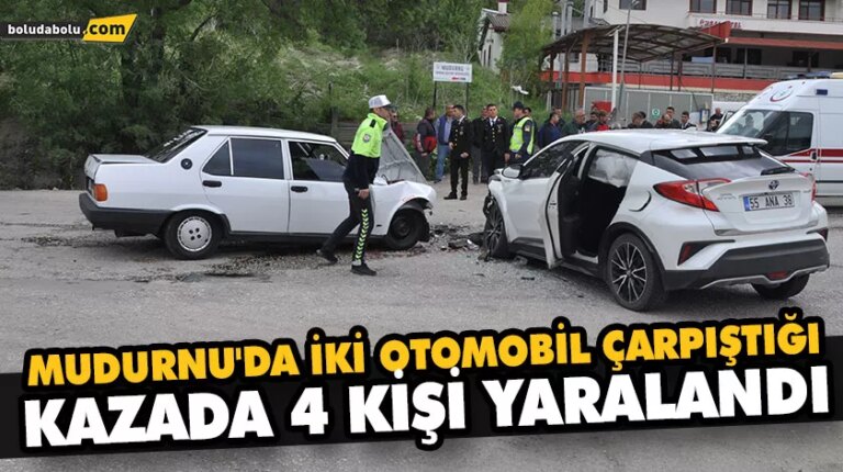 MUDURNU’DA İKİ OTOMOBİL ÇARPIŞTIĞI KAZADA 4 KİŞİ YARALANDI