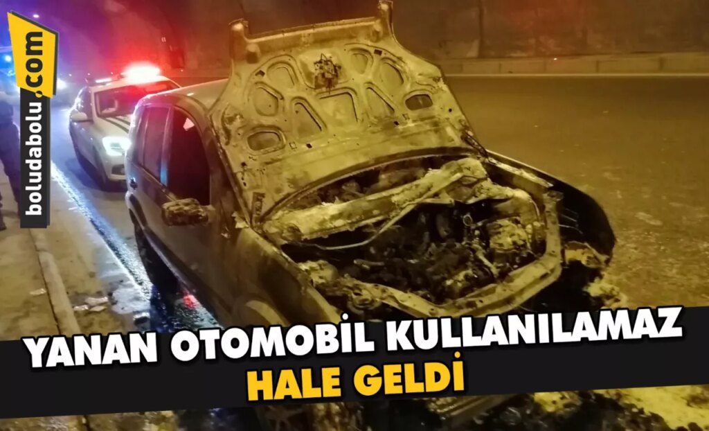 Bolu Dağı Tüneli’nde alev alan otomobil kullanılamaz hale geldi Bolu Dağı Tüneli’nde alev alan otomobil kullanılamaz hale geldi