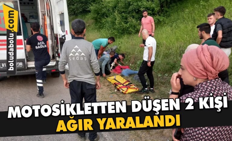Düzce’de motosikletten düşen 2 kişi ağır yaralandı