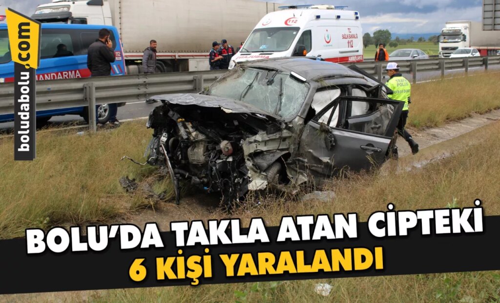 Bolu’da takla atan cipteki 6 kişi yaralandı Bolu’da takla atan cipteki 6 kişi yaralandı