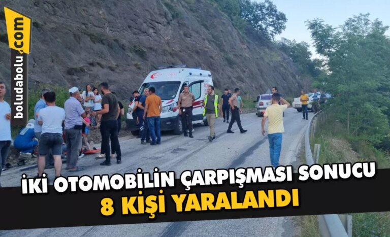 Düzce’de iki otomobilin çarpışması sonucu 8 kişi yaralandı