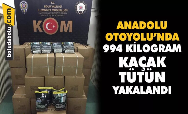 Bolu’da bir araçta 250 bin lira değerinde kaçak tütün yakalandı