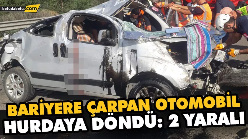 BARİYERE ÇARPAN OTOMOBİL HURDAYA DÖNDÜ: 2 YARALI BARİYERE ÇARPAN OTOMOBİL HURDAYA DÖNDÜ: 2 YARALI