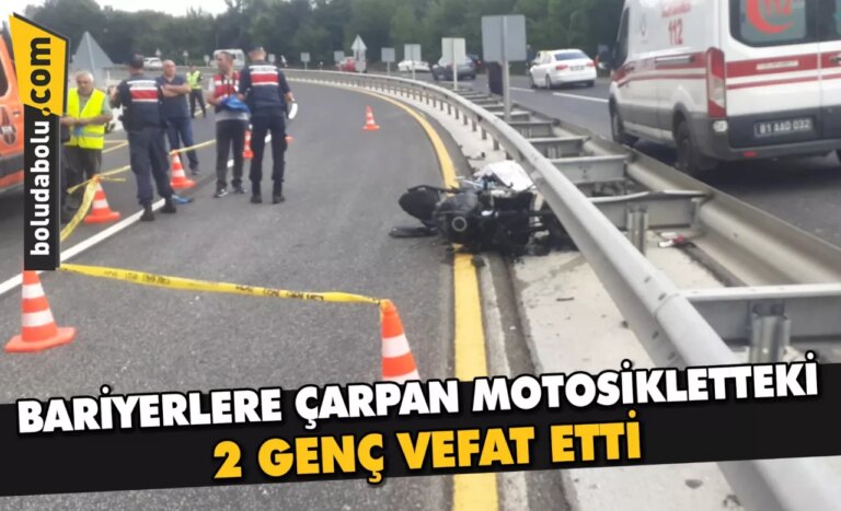 Düzce’de bariyerlere çarpan motosikletteki 2 genç öldü