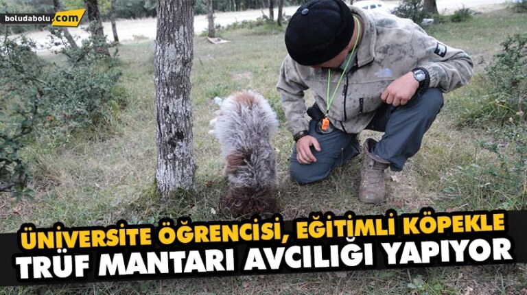 ÜNİVERSİTE ÖĞRENCİSİ, EĞİTİMLİ KÖPEKLE TRÜF MANTARI AVCILIĞI YAPIYOR