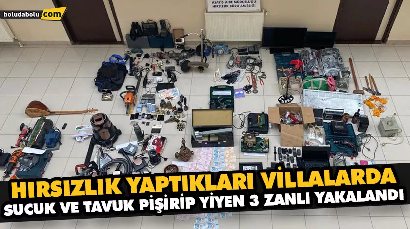 HIRSIZLIK YAPTIKLARI VİLLALARDA SUCUK VE TAVUK PİŞİRİP YİYEN 3 ZANLI YAKALANDI