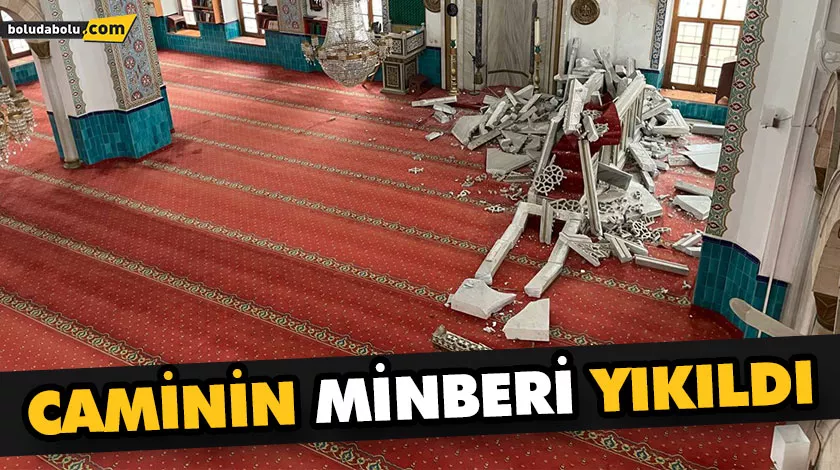 DÜZCE’DE 1999’DAKİ DEPREMDE DE ZARAR GÖREN CAMİNİN MİNBERİ YIKILDI DÜZCE’DE 1999’DAKİ DEPREMDE DE ZARAR GÖREN CAMİNİN MİNBERİ YIKILDI