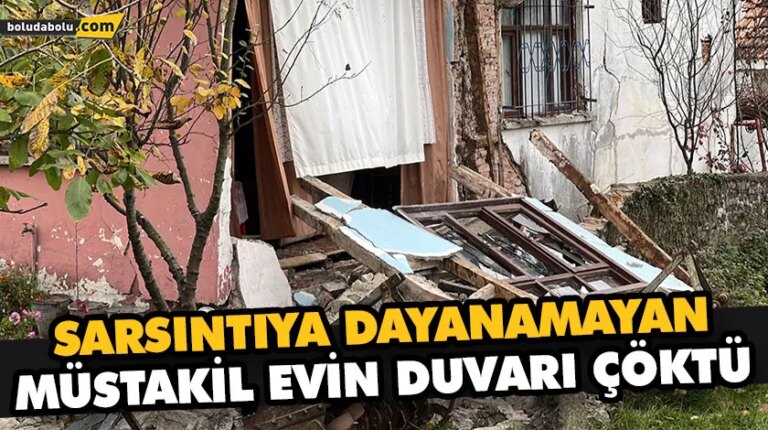 SARSINTIYA DAYANAMAYAN MÜSTAKİL EVİN DUVARI ÇÖKTÜ