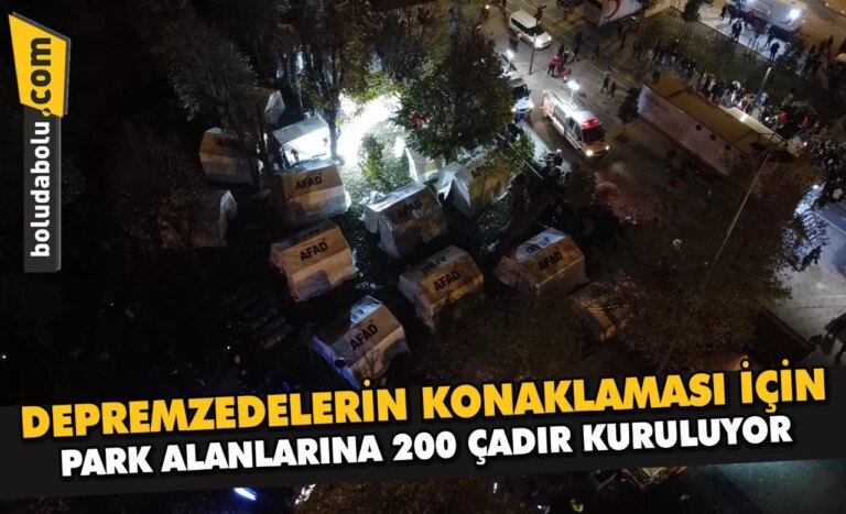 Düzce’de depremzedelerin konaklaması için park alanlarına 200 çadır kuruluyor