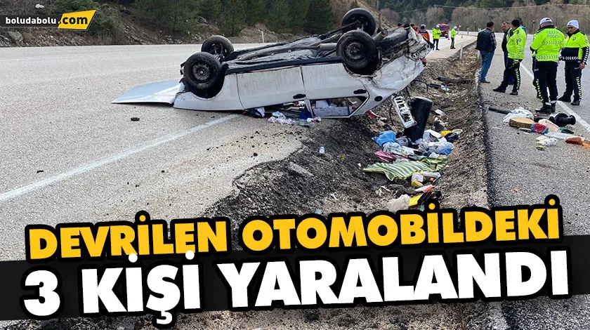 DEVRİLEN OTOMOBİLDEKİ 3 KİŞİ YARALANDI DEVRİLEN OTOMOBİLDEKİ 3 KİŞİ YARALANDI