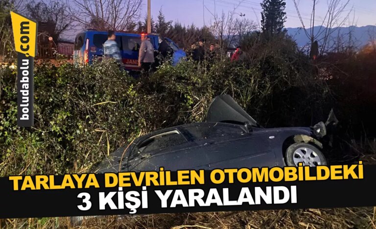 Düzce’de tarlaya devrilen otomobildeki 3 kişi yaralandı