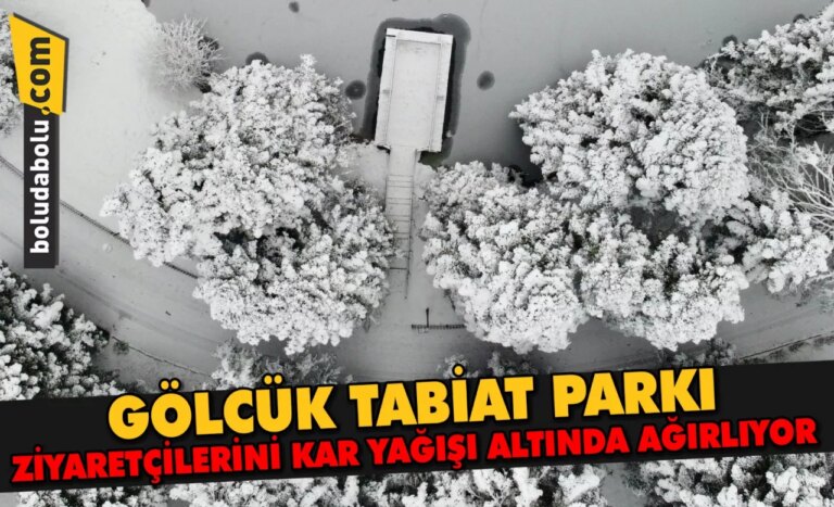 Gölcük Tabiat Parkı, ziyaretçilerini kar yağışı altında ağırlıyor