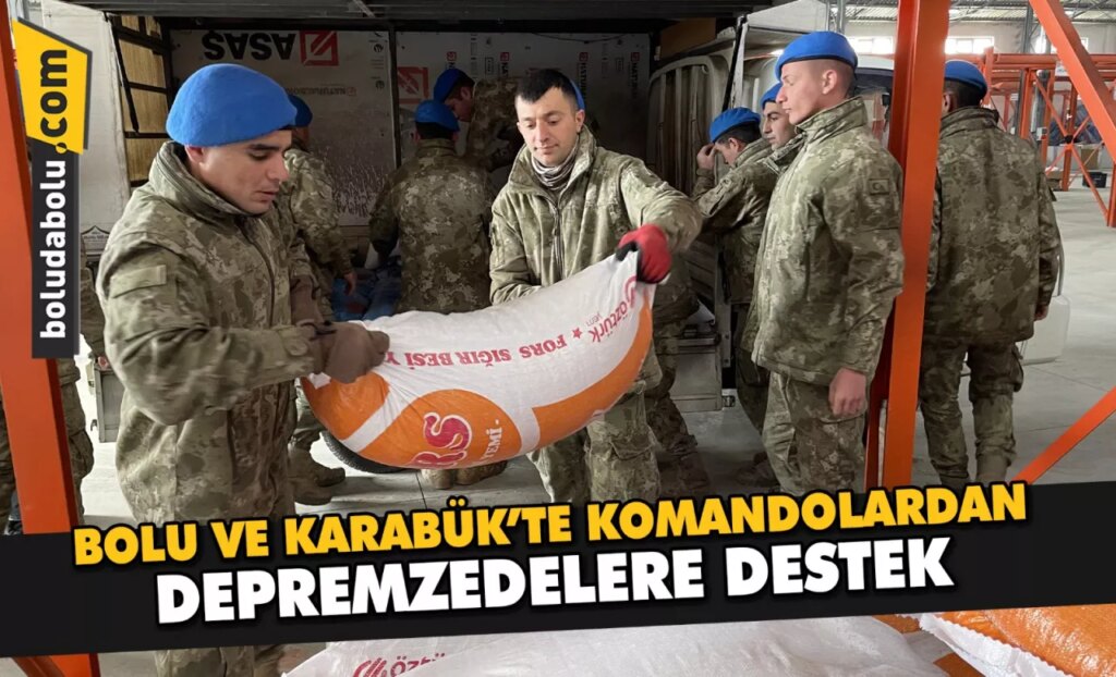 Bolu ve Karabük’te komandolardan depremzedelere destek Bolu ve Karabük’te komandolardan depremzedelere destek