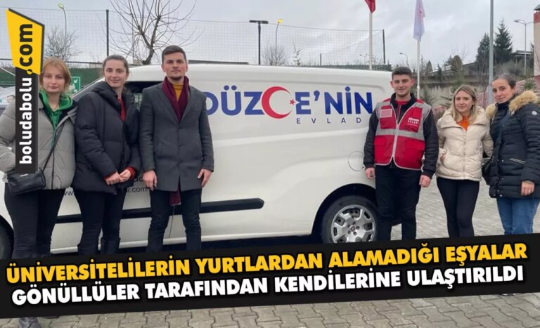 Düzce’de üniversitelilerin yurtlardan alamadığı eşyalar gönüllüler tarafından kendilerine ulaştırıldı