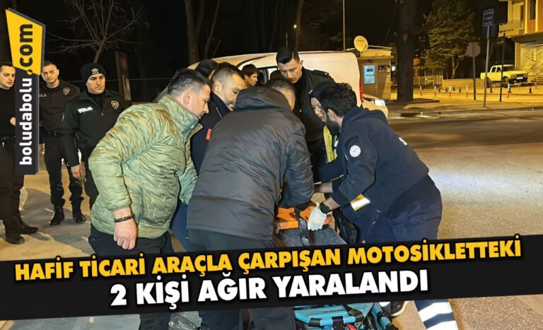 Düzce’de hafif ticari araçla çarpışan motosikletteki 2 kişi ağır yaralandı