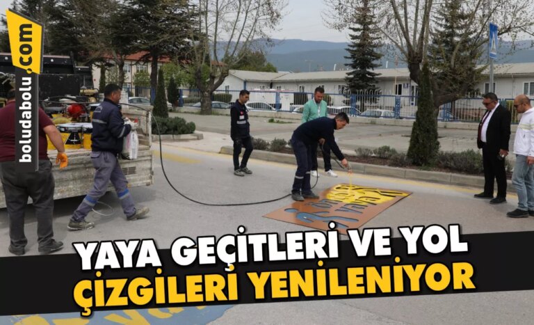 YAYA GEÇİTLERİ VE YOL ÇİZGİLERİ YENİLENİYOR