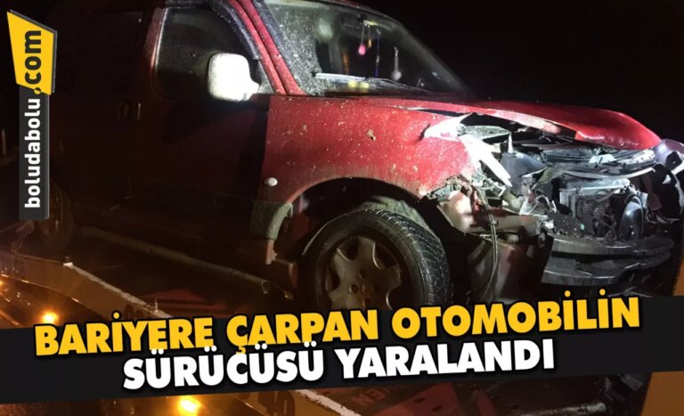 Düzce’de bariyere çarpan otomobilin sürücüsü yaralandı