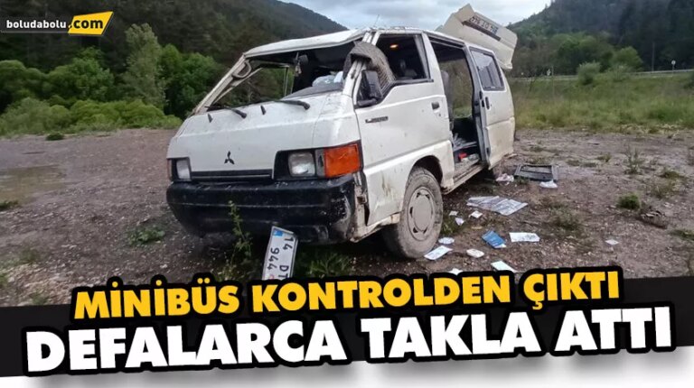 MİNİBÜS KONTROLDEN ÇIKTI, DEFALARCA TAKLA ATTI: 2 YARALI